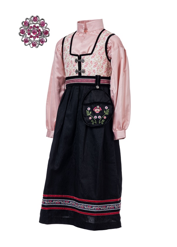 Oline Flower Festdrakt Silkebluse Veske Hvit med rosa silke - Salto