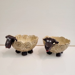 Skål - villsau Beige m/brune detaljer - Mortensen Design