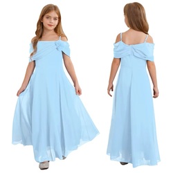 Flower Off-shoulder Lang Kjole Lys blå - Guttogpike