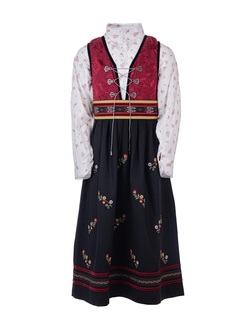 Leah Ull festdrakt valgfri skjorte Rød med blomstret skjorte - Salto