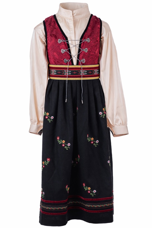 Leah Ull festdrakt valgfri skjorte Rød Champanje Silkebluse - Salto