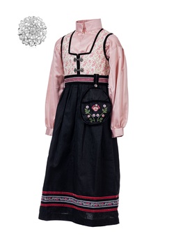 Oline Flower Festdrakt Silkebluse Veske Hvit med rosa silke - Salto