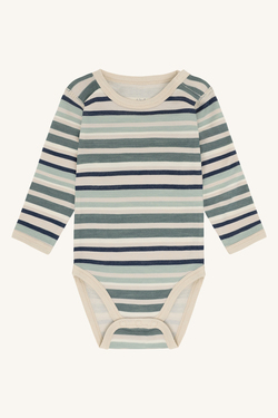 Body ULL med bambus innside Body grønn stripet - Hust & Claire