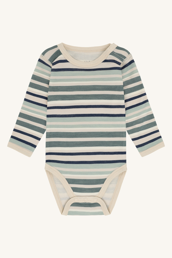 Body ULL med bambus innside Body grønn stripet - Hust & Claire