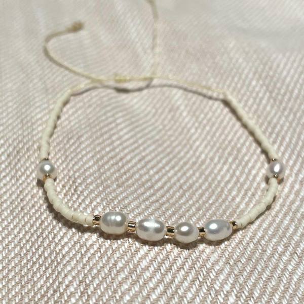 ELMA BEADED PEARL ARMBÅND naturhvit - ELMA