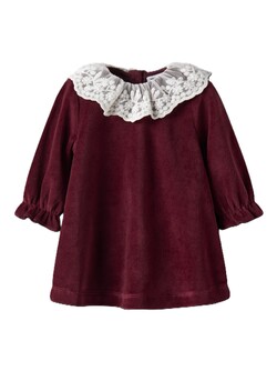 Velur Baby kjole DYP RØD - Name It